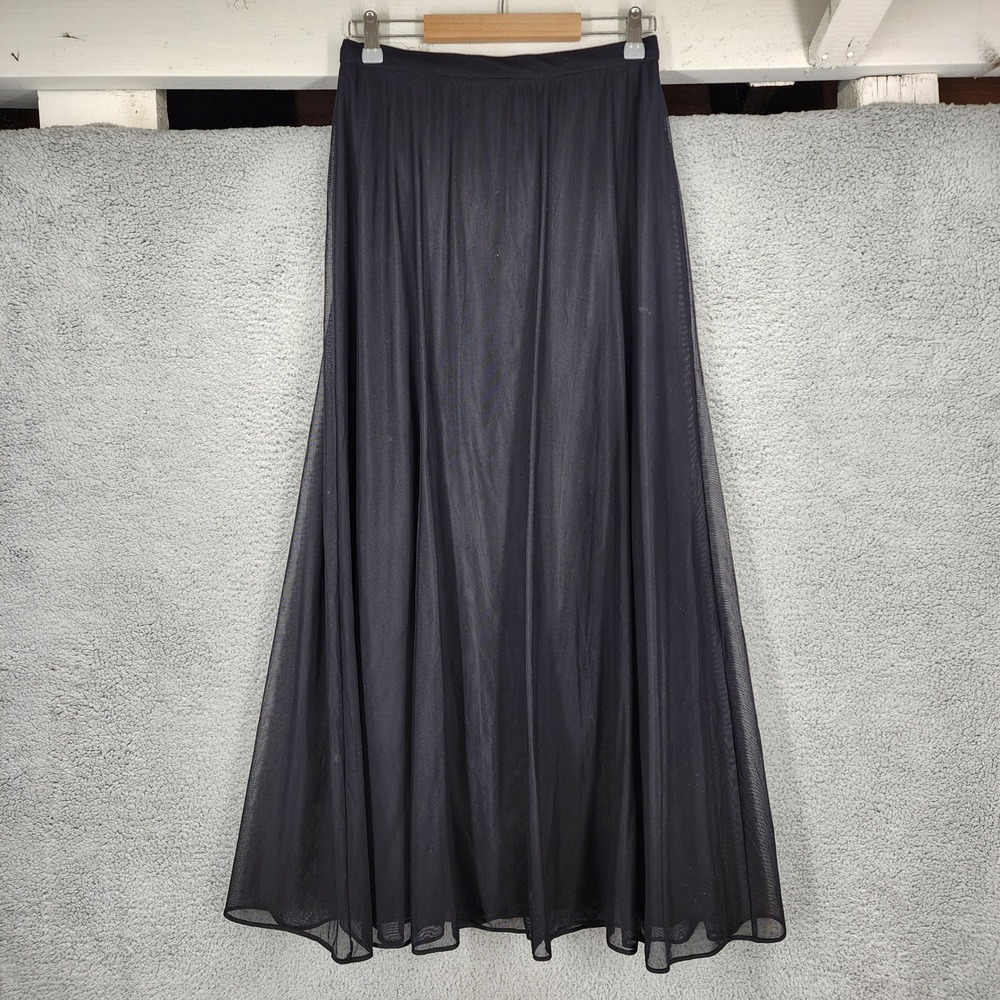 Tadashi Vintage Black Mesh Maxi Skirt High Waisted Made in USA Size 10